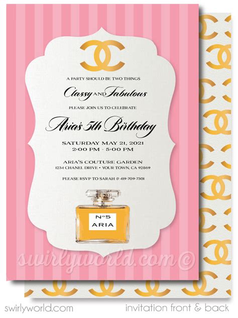 Chanel No 5 Party Invitations 